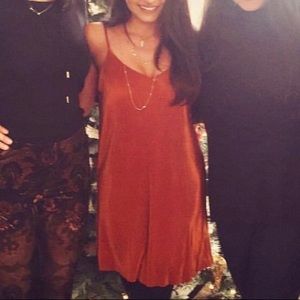 Golden red silky dress